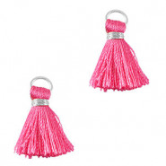 Mini Tassel 2cm - Silver-magenta pink